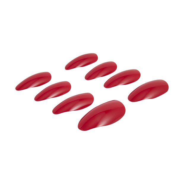 24 Pack Artificial Nails with Adhesive, Stiletto Shape, Red - OXX Cosmetics