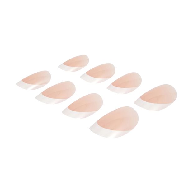 24 Pack Artificial Nails with Adhesive, Oval Shape, French Tip - OXX Cosmetics
