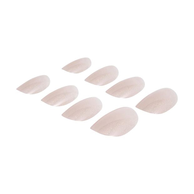 24 Pack Artificial Nails with Adhesive, Oval Shape, Pearl Glaze - OXX Cosmetics