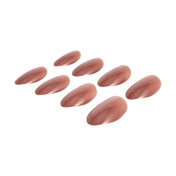 24 Pack Artificial Nails with Adhesive, Almond Shape, Brown - OXX Cosmetics