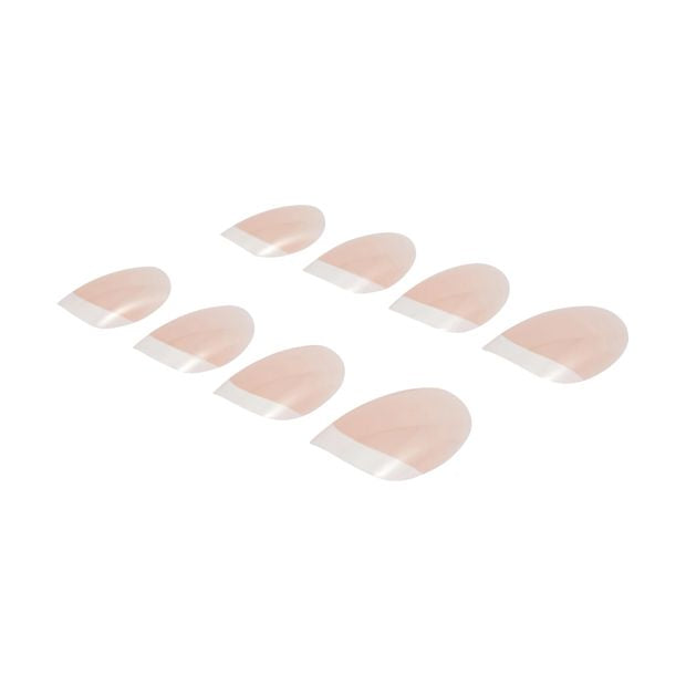 24 Pack Artificial Nails with Adhesive, Short Square Shape, French Tip - OXX Cosmetics