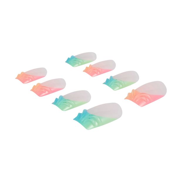 24 Pack Artificial Nails with Adhesive, Medium Square Shape, Neon Emboss - OXX Cosmetics