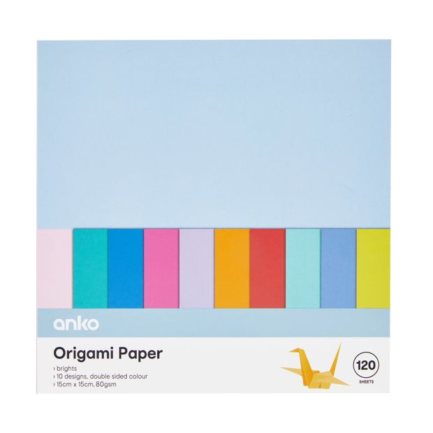 120 Piece Origami Papers, Solid - Anko