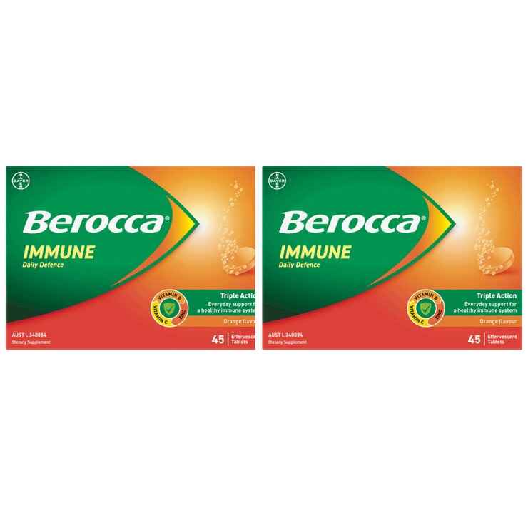 Berocca Immune Daily Defence Orange 2 x 45 Effervescent Tablets