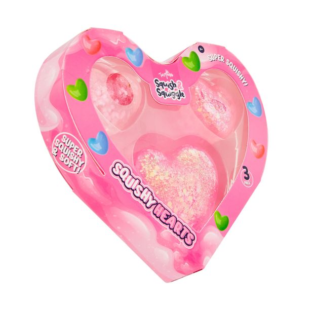 3 Pack ToyMania Squish and Squiggle Squishy Hearts - Assorted