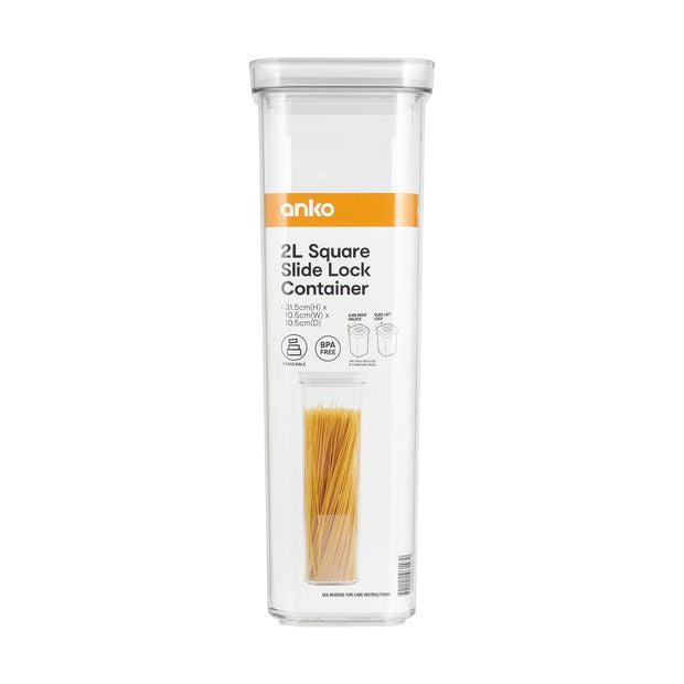2L Square Slide Lock Container - Anko