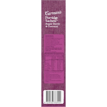 Carman's Porridge Sachets Super Berry & Coconut 8 pack