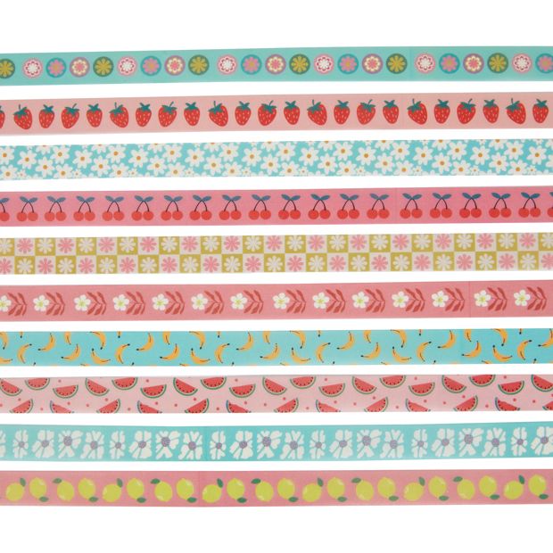 10 Pack Washi Tapes, Cute Fruit - Anko