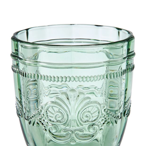 6 Green Ornate Tumbler Glasses - Anko