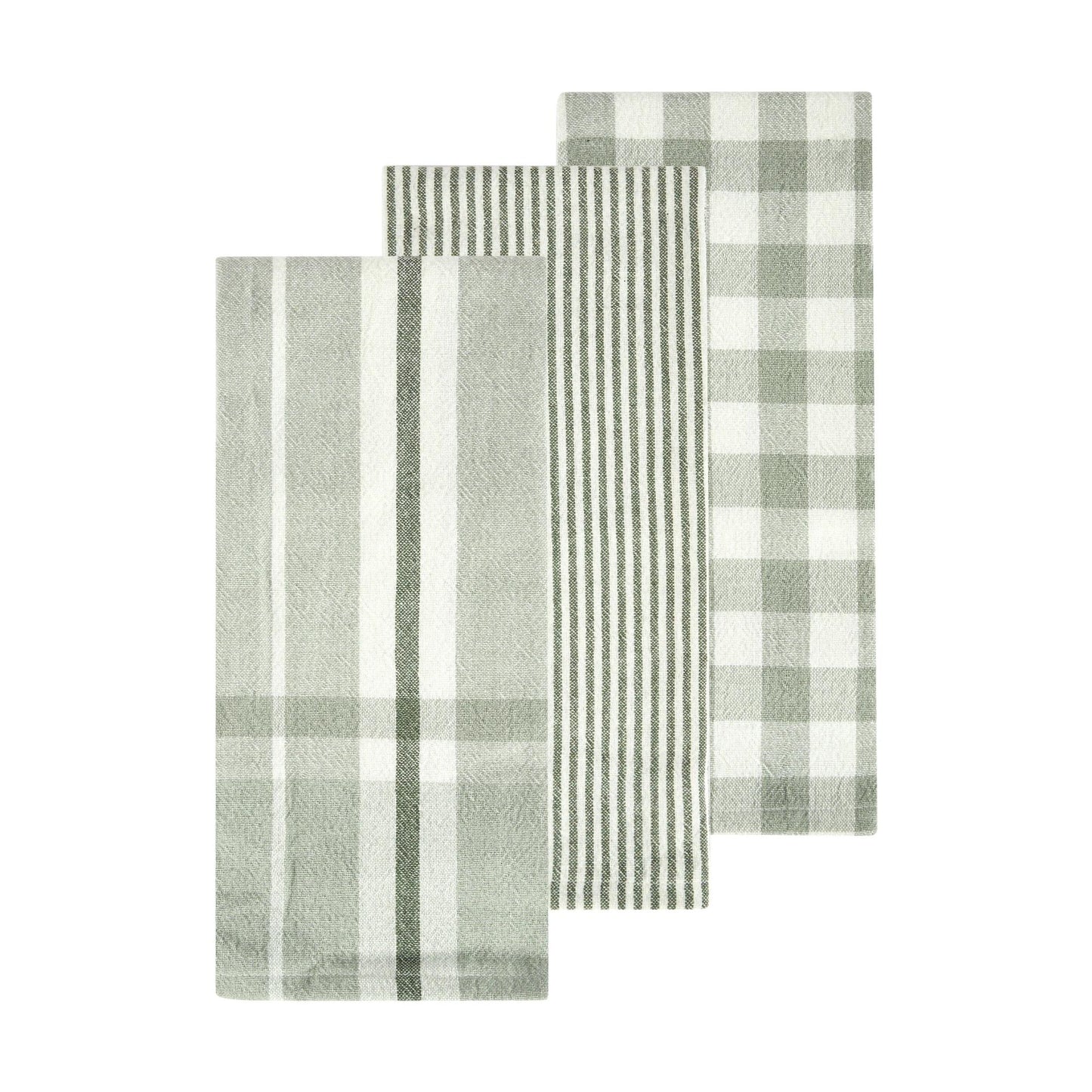 3 Pack Green Patterned Tea Towels