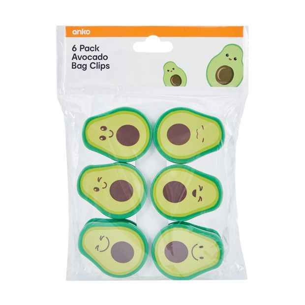 6 Pack Avocado Bag Clips - Anko