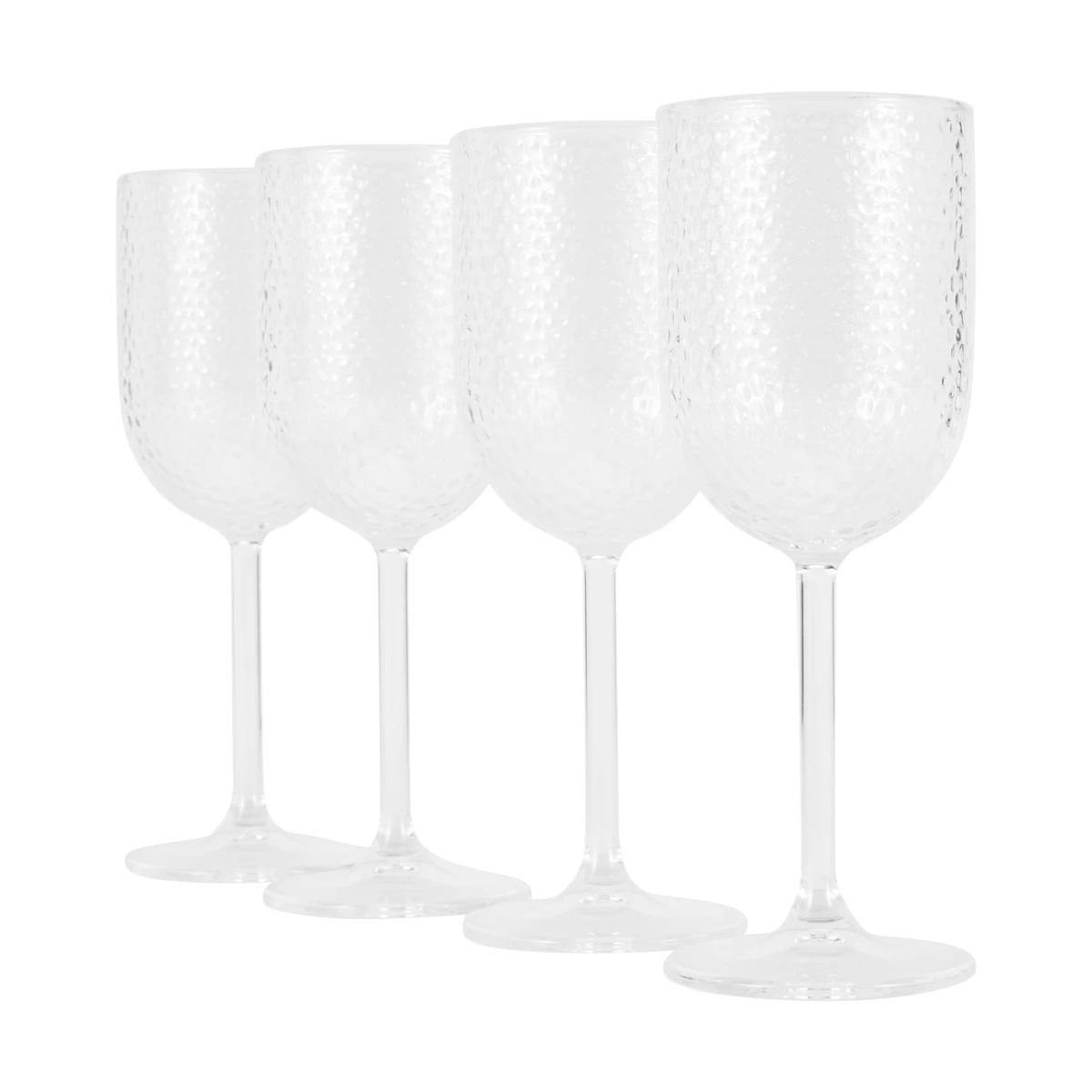 4 Clear Acrylic Hammered Wine Glasses