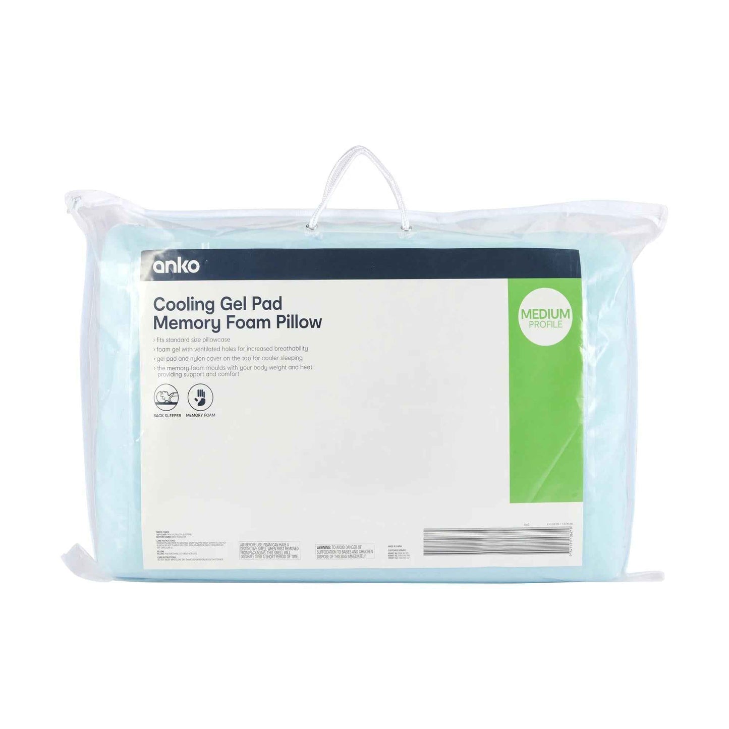 Cooling Gel Pad Memory Foam Pillow - Medium Profile