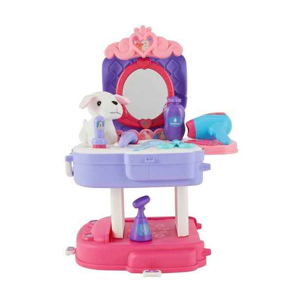 21 Piece Pet Salon 2-in-1 Backpack Playset