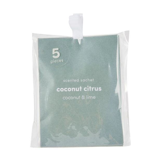 5 Piece Coconut Citrus Scented Sachets, Coconut and Lime - Anko