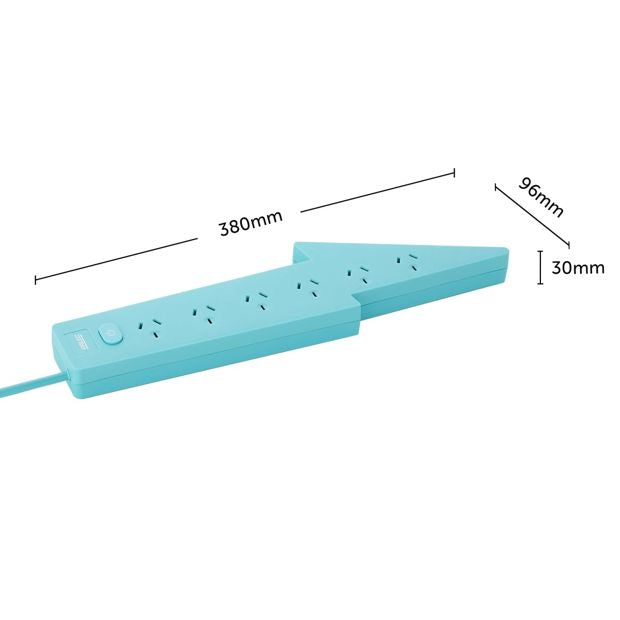 Arlec 6 Outlet LightningMaster On/Off Switch Powerboard - Teal