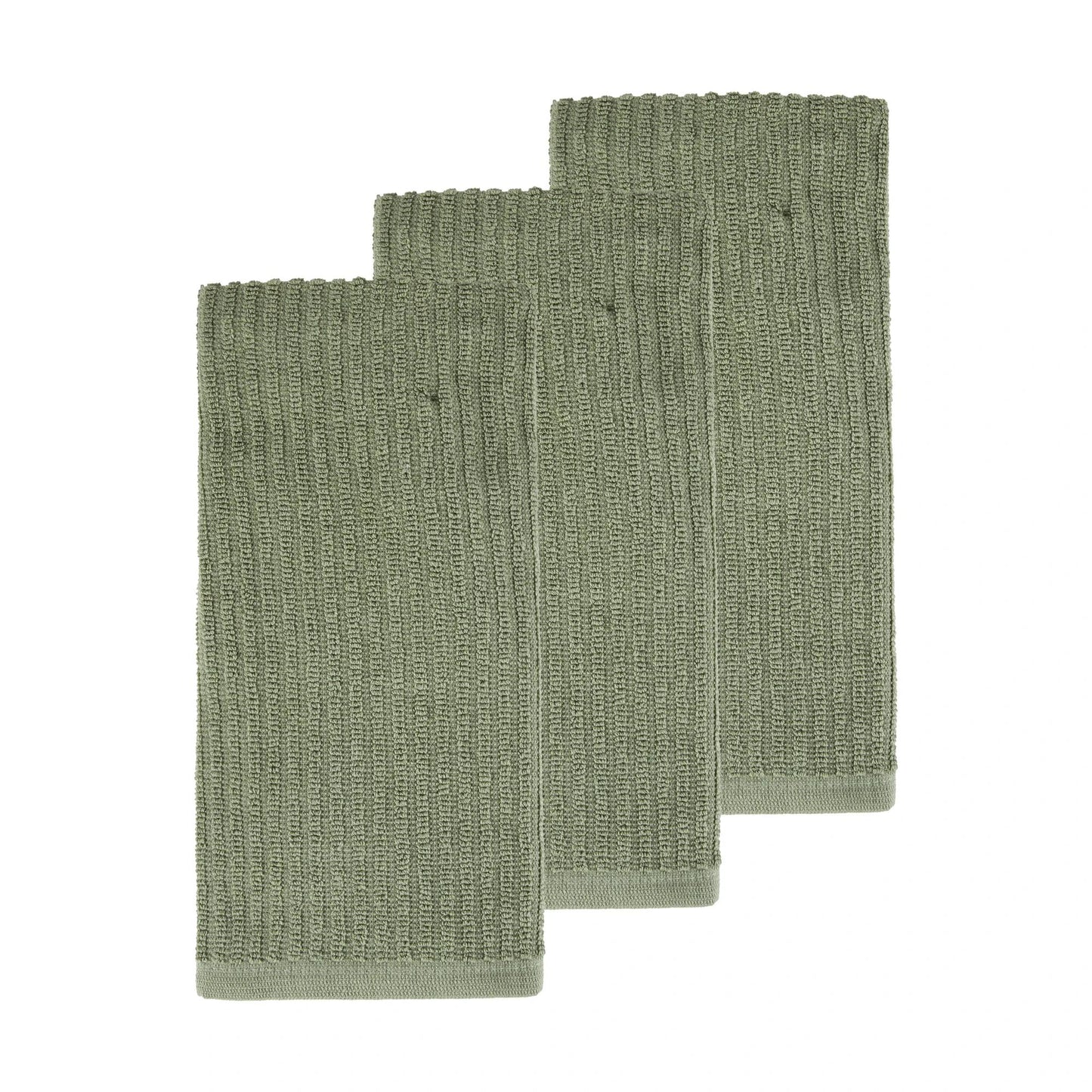 3 Pack Fern Green Ribbed Terry Tea Towels