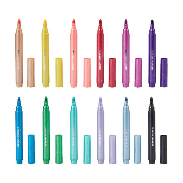 12 Pack Sparkle Colour Markers