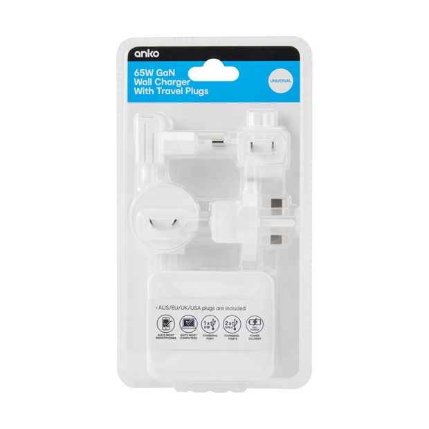 65W Universal Travel Wall Charger - White