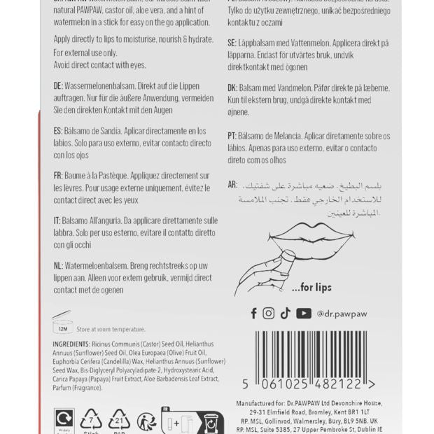 Dr. PAWPAW Lip Balm Stick - Watermelon