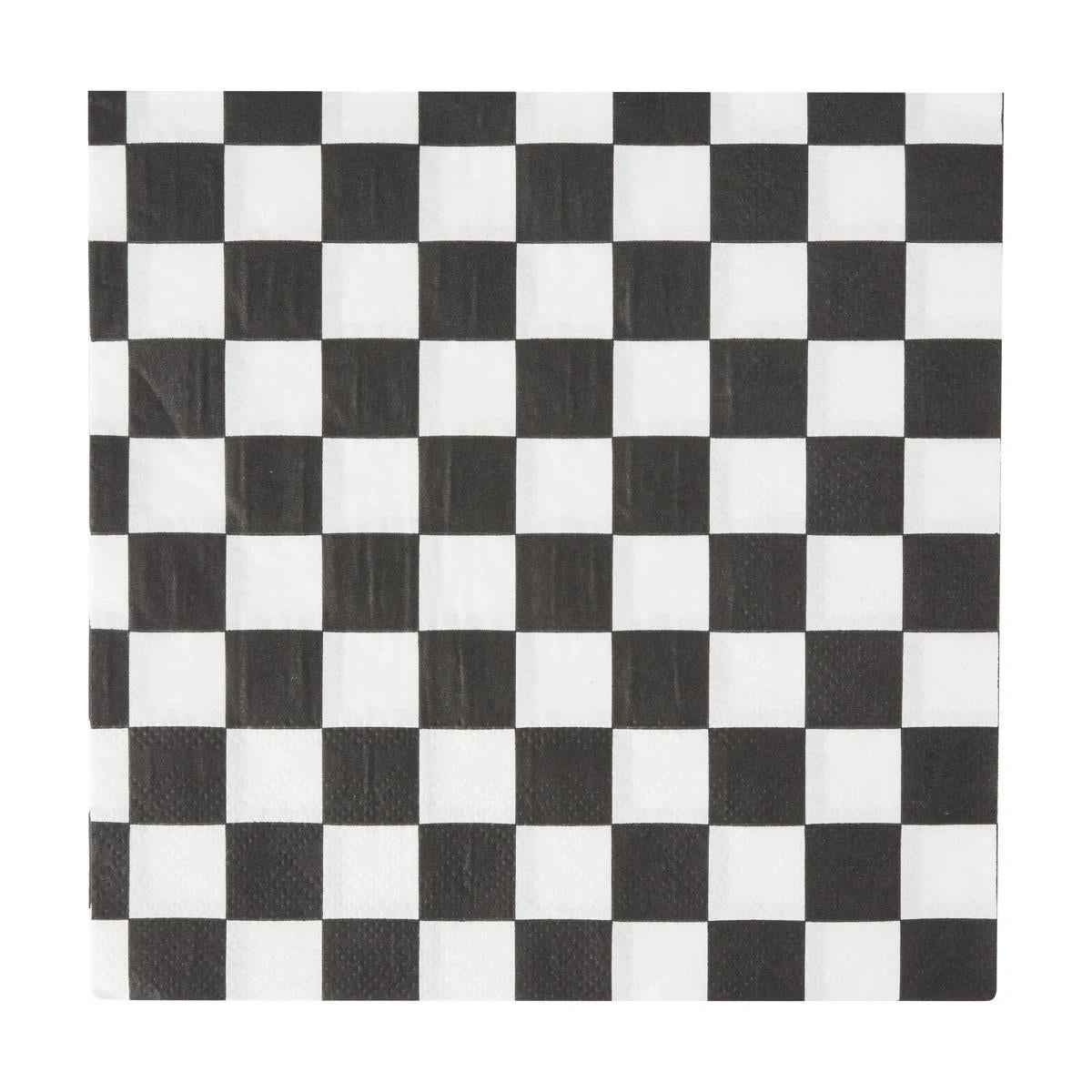 20 Piece Black and White Checkered Paper Napkins