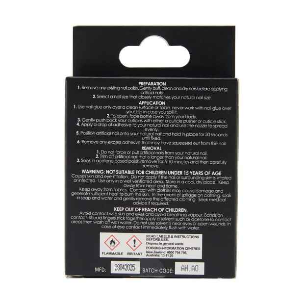 24 Pack Artificial Nails with Adhesive, Stiletto Shape, Black French Tip - OXX Cosmetics