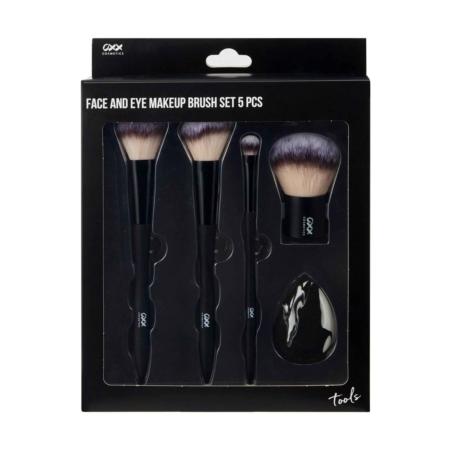 OXX Cosmetics 5 Piece Face and Eye Makeup Brush Set - Black