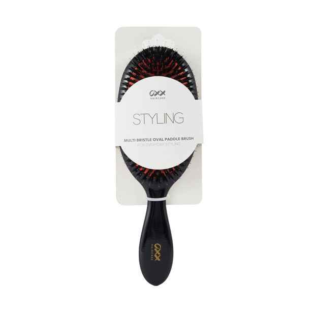 Styling Multi Bristle Oval Paddle Brush, Black and Orange - OXX Haircare