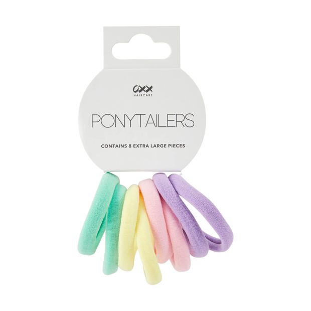 8 Piece Ponytailers, Purple, Pink, Yellow and Green - OXX Haircare