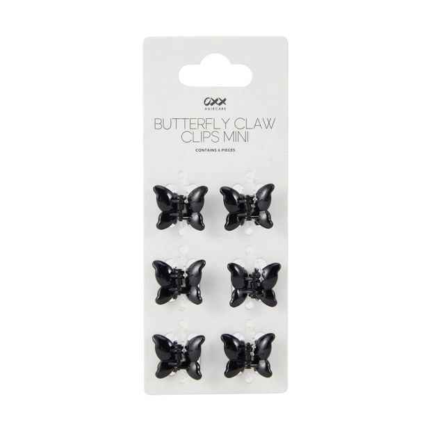 6 Piece Black Butterfly Mini Claw Hair Clips - OXX Haircare