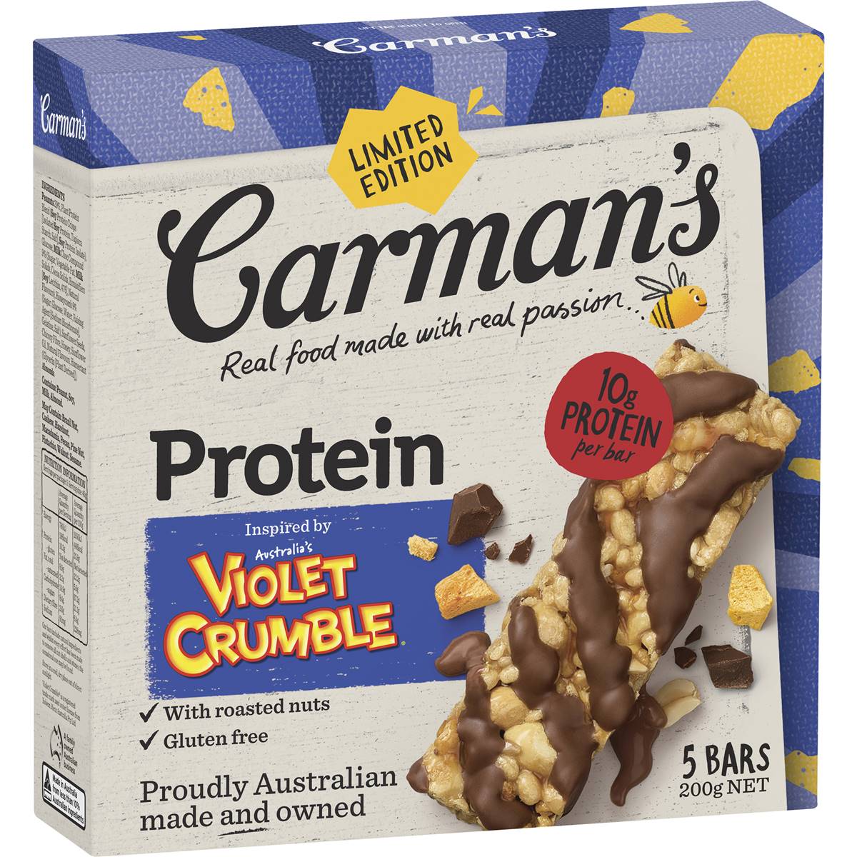 Carman's Protein Bars Voilet Crumble Limited Edition 200g x 5 pack