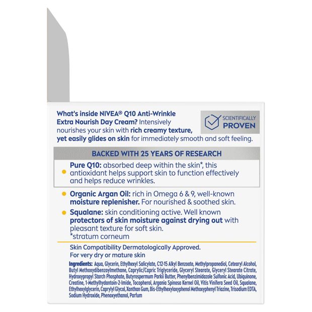 Nivea Q10 Anti-Wrinkle Extra Nourish Deep Restoring Day Cream SPF15 50ml - Pure Q10, Argan Oil and Squalane