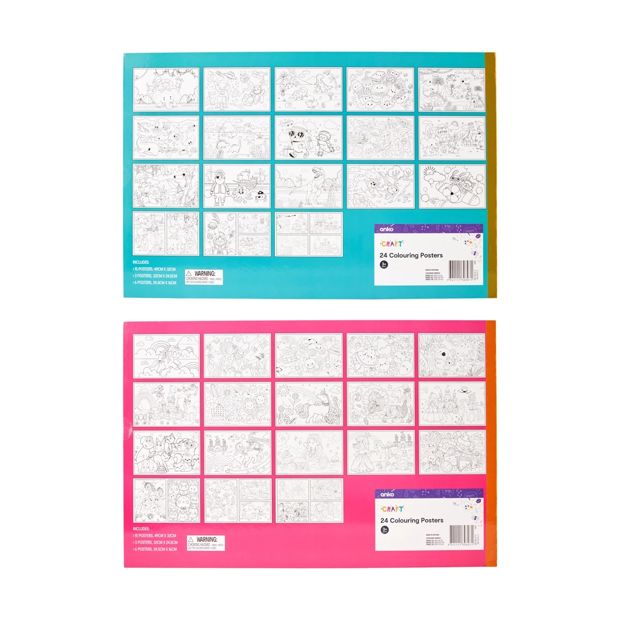 24 Colouring Posters Assorted - Anko