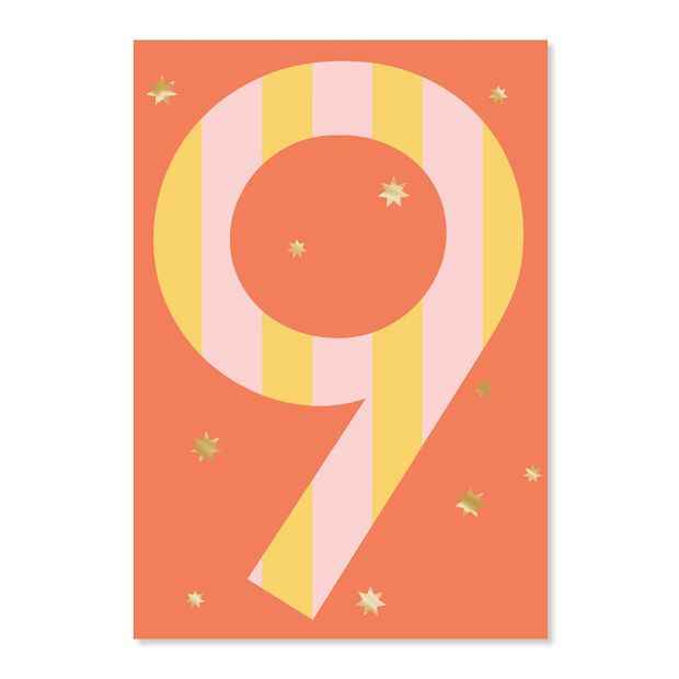 Connections from Hallmark 9th Birthday Card - Gold Foil Stars