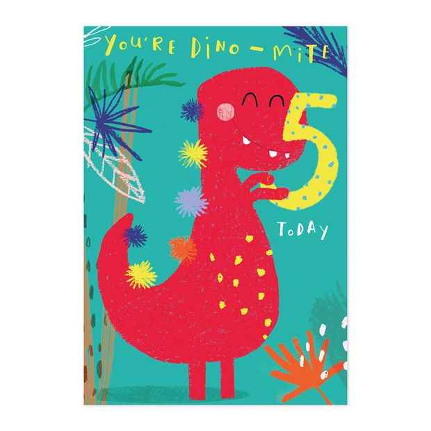 Connections from Hallmark 5th Birthday Card - You're Dino-mite 5 Today