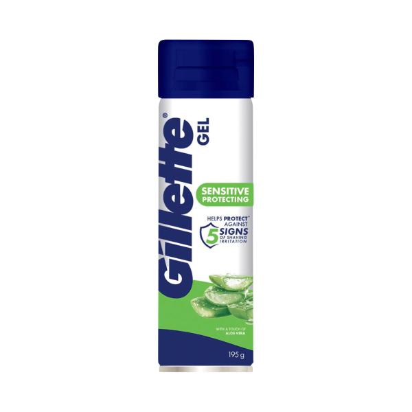 GILLETTE MENS SHAVING GEL FOR SENSITIVE SKIN WITH SOOTHING ALOE VERA 195G