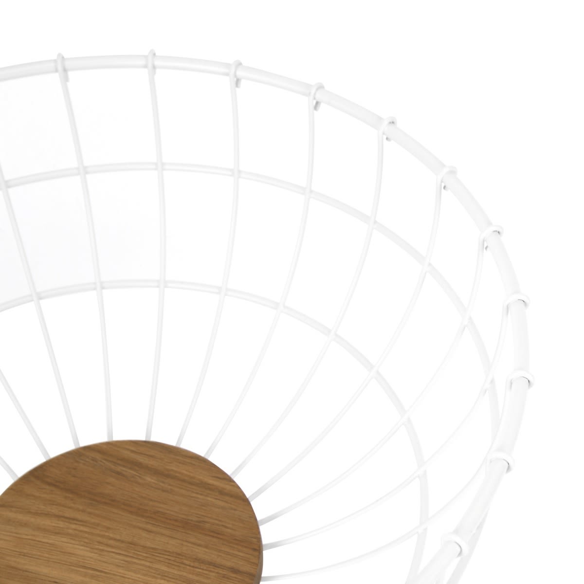 Off White and Acacia Fruit Bowl