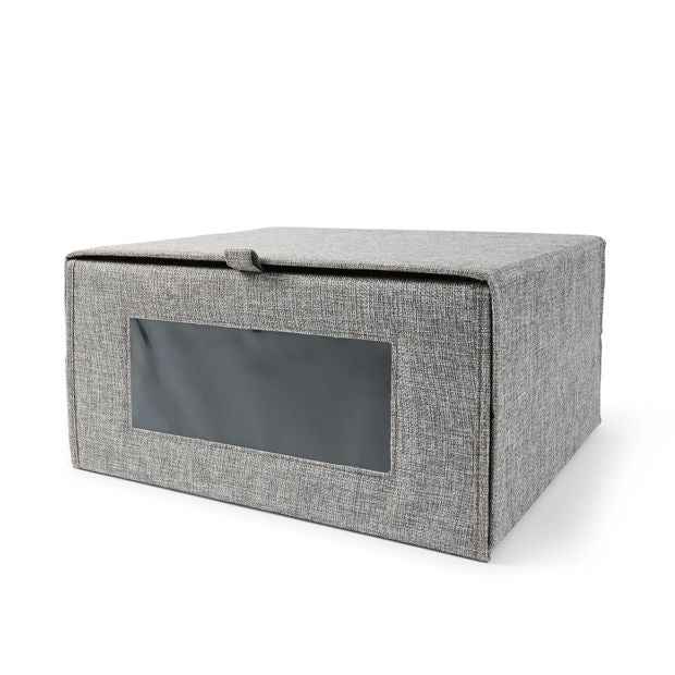 Linen-Look Storage Box - Charcoal