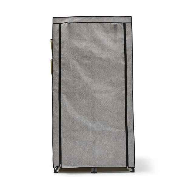 Anko Linen Look Covered Wardrobe, Charcoal