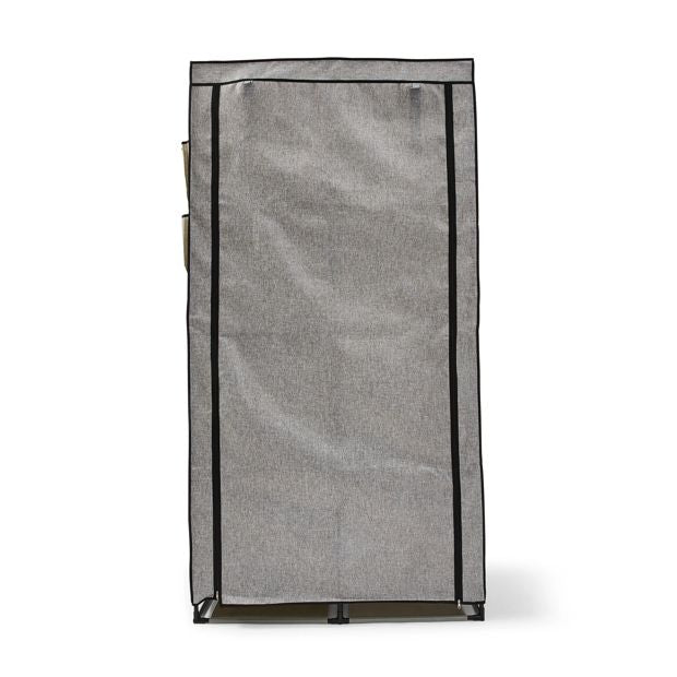 Anko Linen Look Covered Wardrobe, Charcoal