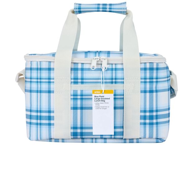 Anko Blue Plaid Large Insulated Lunch Bag