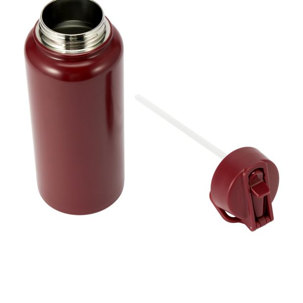 Anko 960ml Burgundy Double Wall Insulated Cylinder Drink Bottle