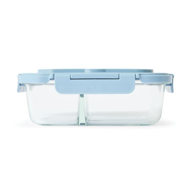 Anko Glass Bento Lunch Box with Cutlery - Blue