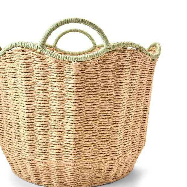 Round Wavy Basket, Large, Beige - Anko