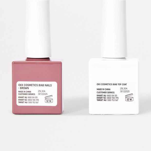 OXX Cosmetics BIAB Nail Polish Duo Set- Top Coat and Brown Polish