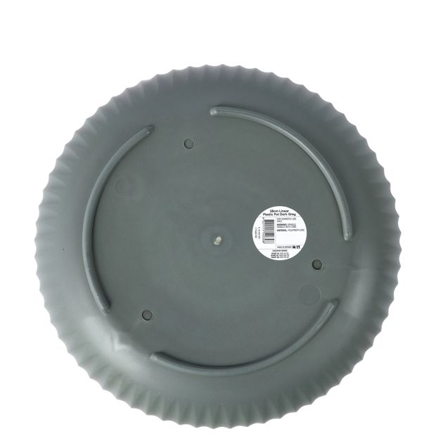 Anko 38cm Linear Plastic Pot - Dark Grey