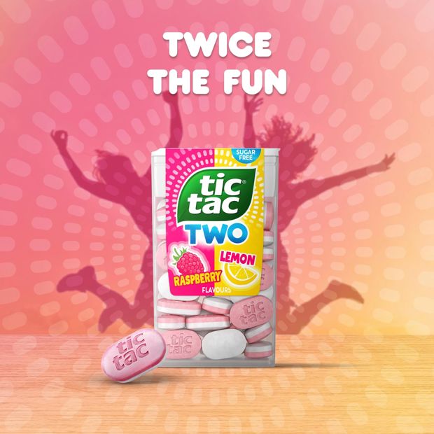 Tic Tac Two 38 Pack Raspberry & Lemon Sugar Free Mints 38.5g