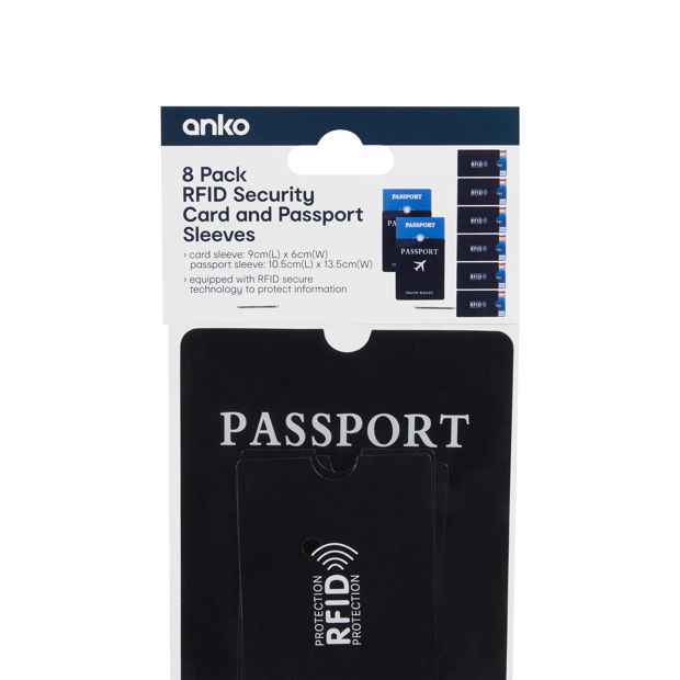 Anko 8 Pack RFID Security Card and Passport Sleeves
