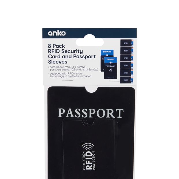 Anko 8 Pack RFID Security Card and Passport Sleeves
