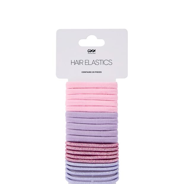 OXX Haircare 20 Piece Hair Elastics - Pink and Lilac